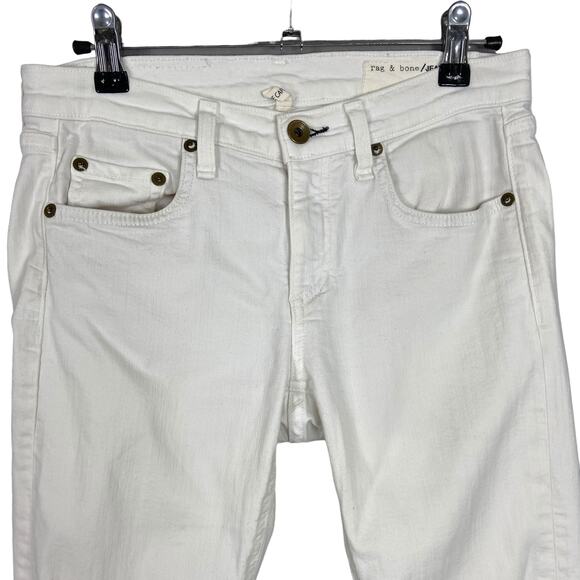 Rag and Bone White Distressed Dre Capri Raw Hem Jeans Size 25 - Picture 2 of 8